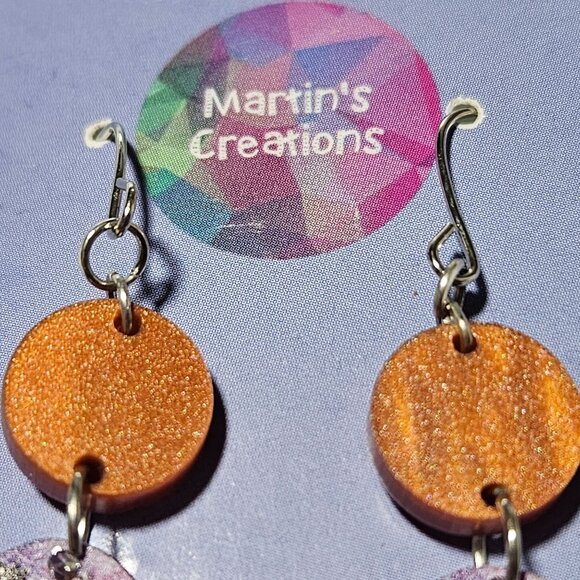 Martins Creations Floral Glitter Dangle Earrings Statement Fashion Jewelry Women - Picture 2 of 6